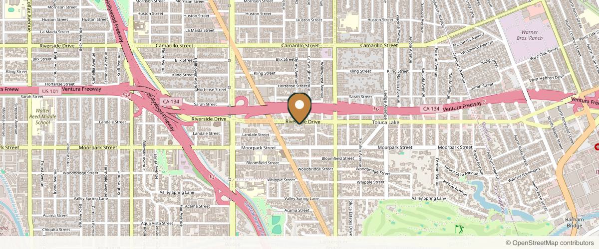 Map showing the exact location of Aire Medical Spa at 10724 Riverside Dr Suite B, Toluca Lake, CA 91602, USA