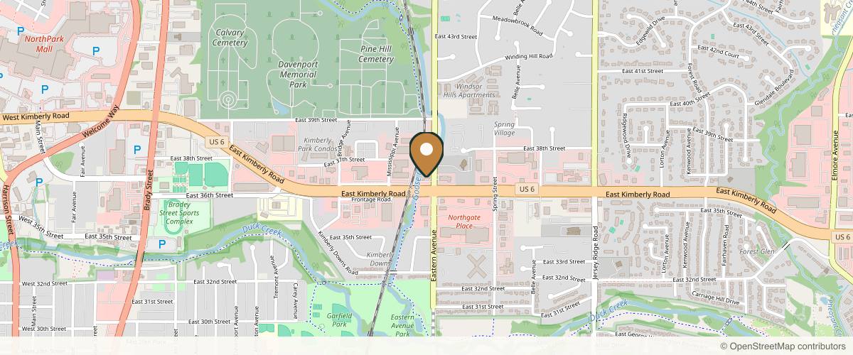 Map showing the exact location of Akai Aesthetics | Acne and Skincare Specialist at 3616 Eastern Ave Suite 104, Davenport, IA 52807, USA