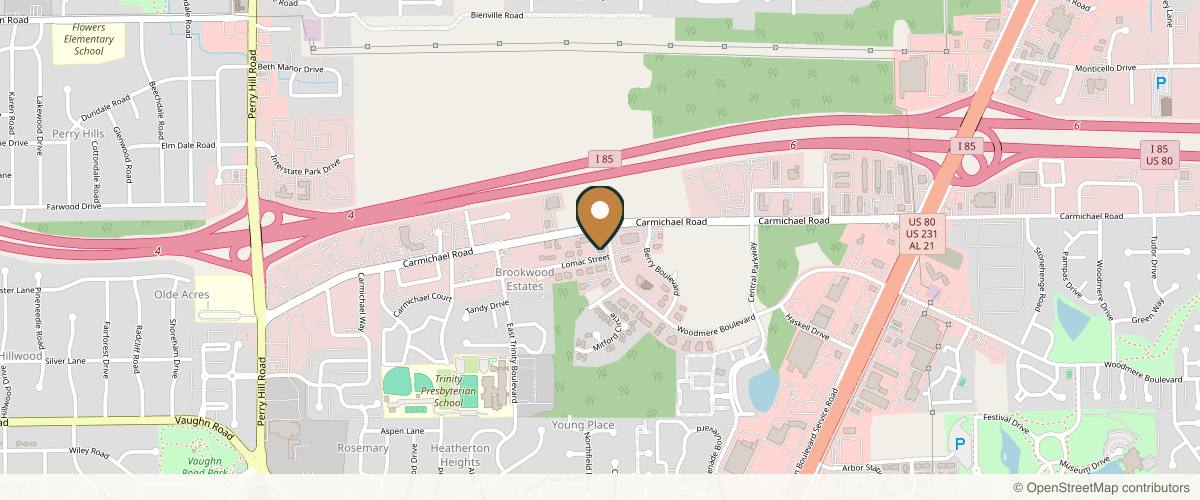 Map showing the exact location of Alabama Surgical Arts at 4590 Woodmere Blvd, Montgomery, AL 36106, USA
