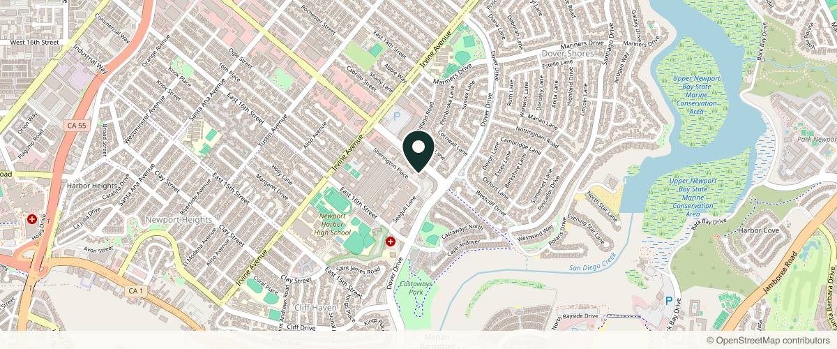 Map showing the exact location of Alaraah Haus Med Spa & Wellness at 1617 Westcliff Dr Suite 207, Newport Beach, CA 92660, USA
