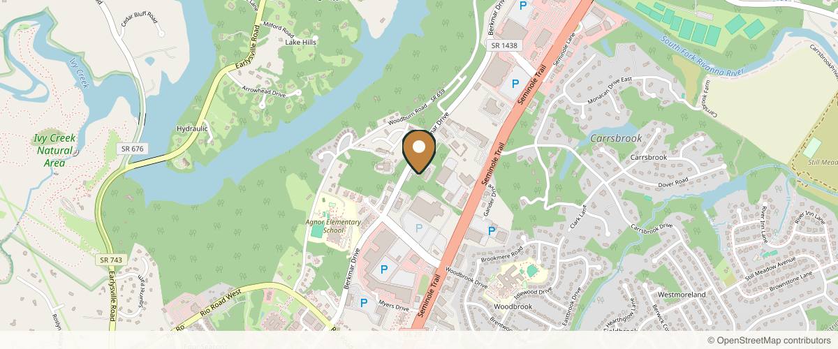Map showing the exact location of Albemarle Dermatology Associates at 3350 Berkmar Dr, Charlottesville, VA 22901, USA