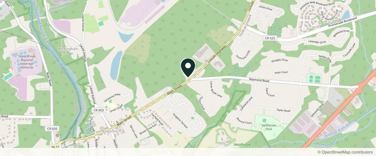 Map showing the exact location of Alchemy Mind & Body at 4451 NJ-27, Princeton, NJ 08540, USA
