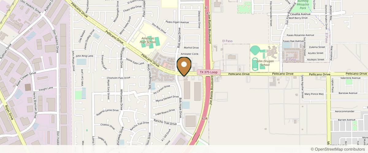 Map showing the exact location of All About Me Laser MedSpa at 12300 Pellicano Dr Ste B-2, El Paso, TX 79936, USA