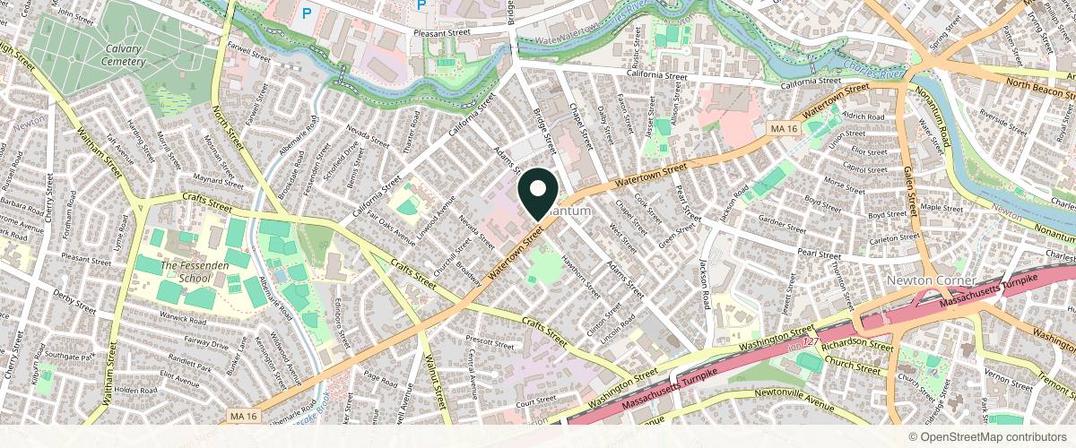 Map showing the exact location of All In One Laser at 425 Watertown St #103, Newton, MA 02458, USA