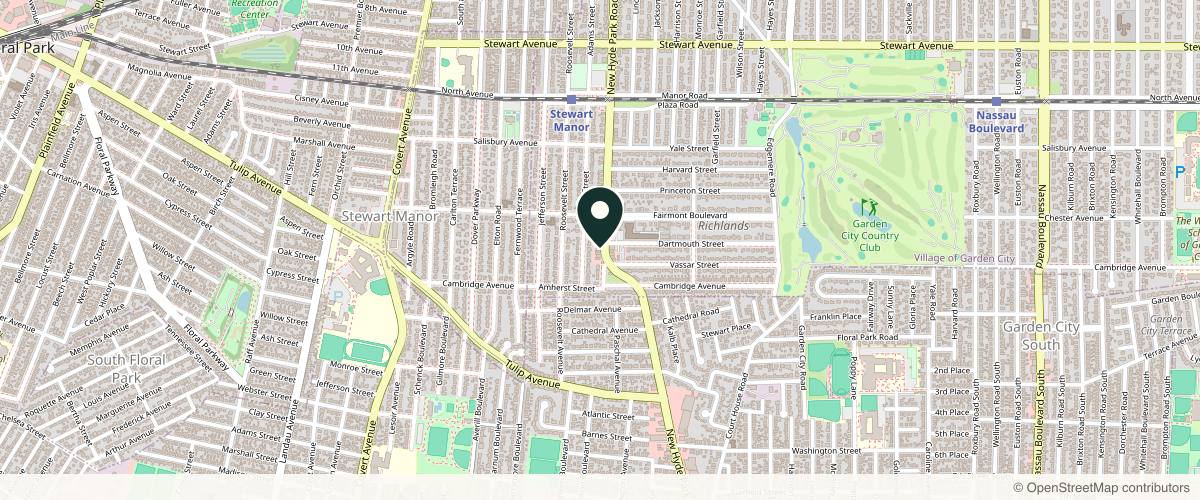 Map showing the exact location of All Island Dermatology at 54 New Hyde Park Rd, Garden City, NY 11530, USA