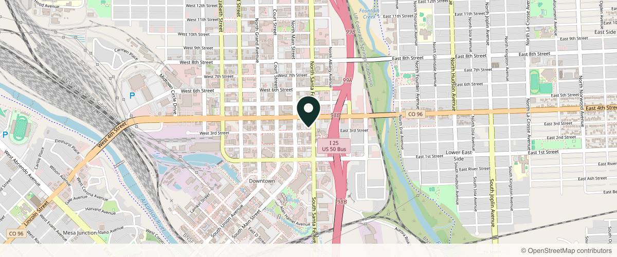 Map showing the exact location of All That Aesthetics LLC at 301 N Santa Fe Ave, Pueblo, CO 81003, USA