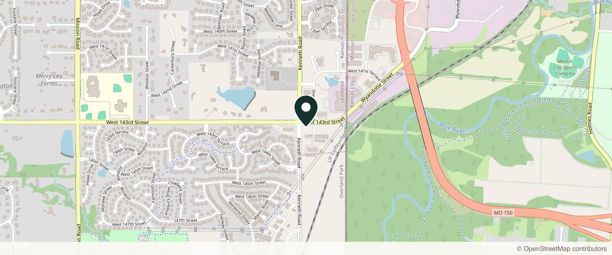 Map showing the exact location of All Things Face Med Spa at 14300 Overbrook Rd, Leawood, KS 66224, USA
