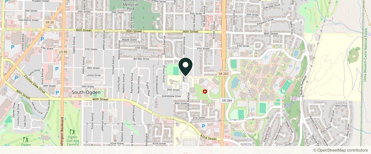Map showing the exact location of Allen-Taintor Dermatology | Ogden Clinic at 3860 Jackson Ave #2, Ogden, UT 84403, USA