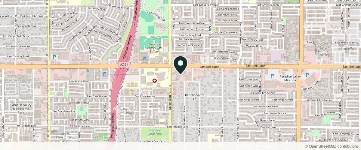 Map showing the exact location of Alliance Dermatology and Mohs Center - Phoenix at 4045 E Bell Rd #125, Phoenix, AZ 85032