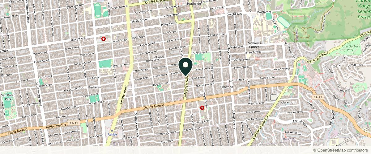Map showing the exact location of AllSkin Dermatology at 2828 Telegraph Ave, Berkeley, CA 94705, USA