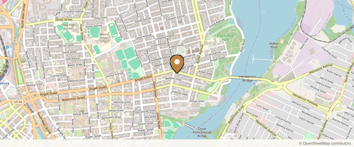 Map showing the exact location of Allura Medical Esthetics at 13 S Angell St, Providence, RI 02906, USA