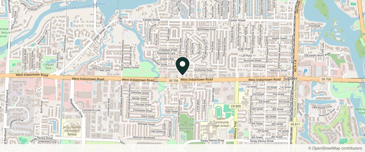 Map showing the exact location of Allure Institute for Plastic Surgery: Aldo A. Lombardo, MD at 851 W Indiantown Rd, Jupiter, FL 33458, USA
