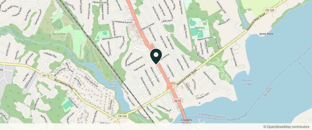 Map showing the exact location of Allure Plastic Surgery Center at 194 NJ-35, Red Bank, NJ 07701, USA
