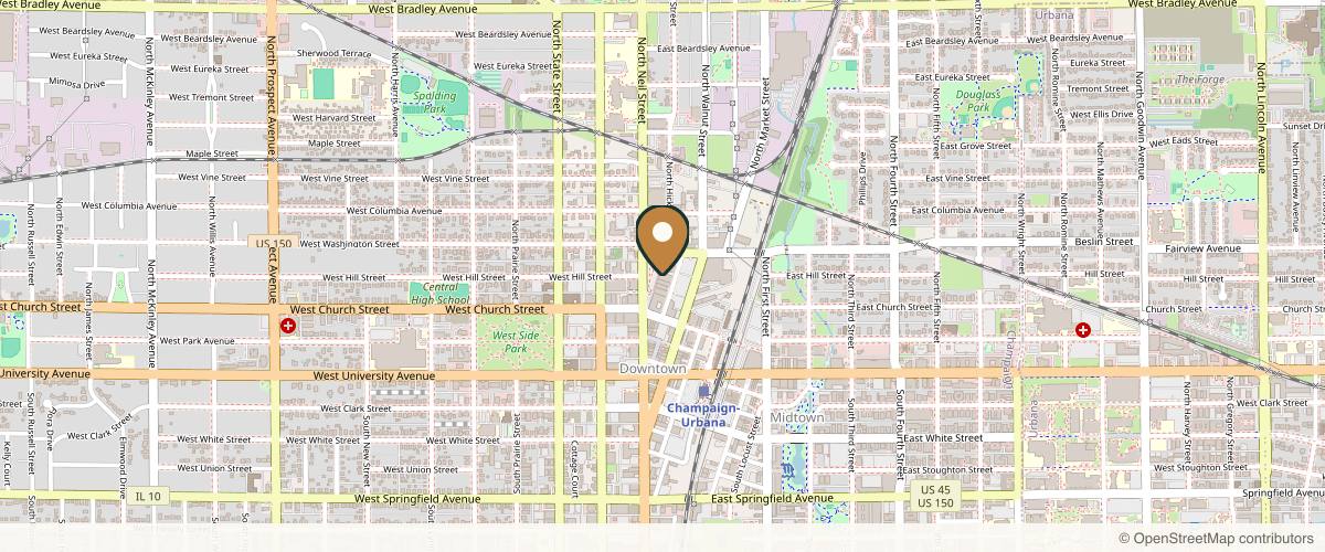 Map showing the exact location of Allure Salon & Spa at 340 N Neil St #2, Champaign, IL 61820, USA