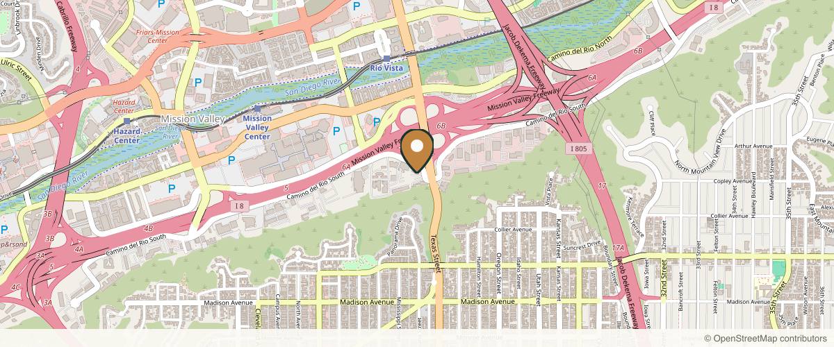 Map showing the exact location of ALOderma Med Spa at 2333 Camino del Rio S Ste 340, San Diego, CA 92108, USA