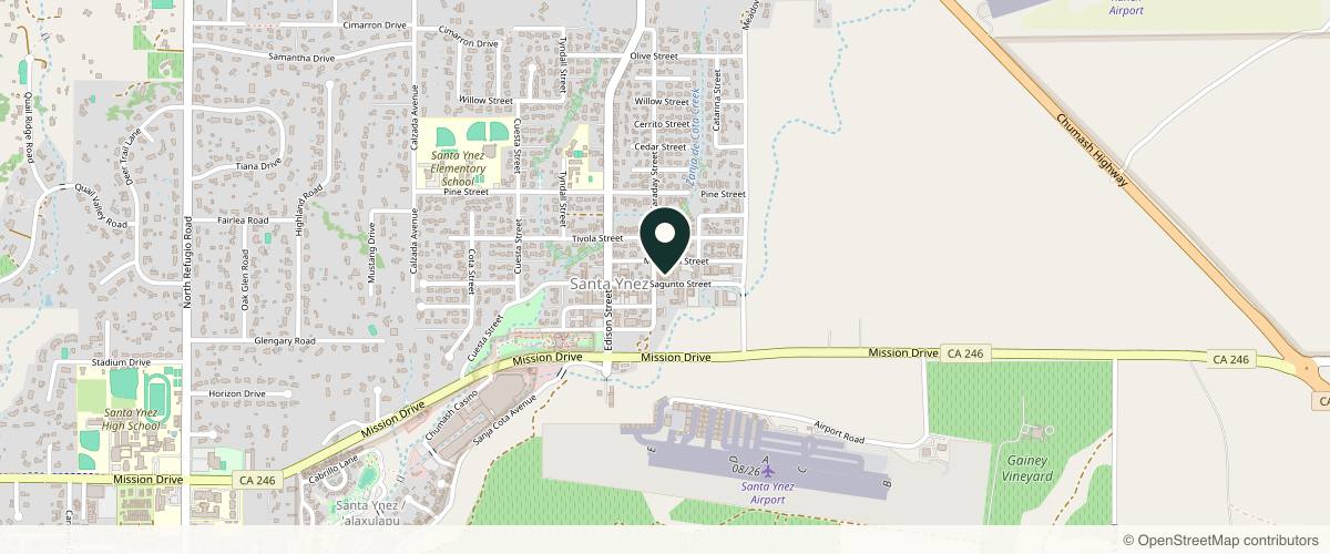 Map showing the exact location of Aloe Dermatology at 3615 Sagunto St, Santa Ynez, CA 93460