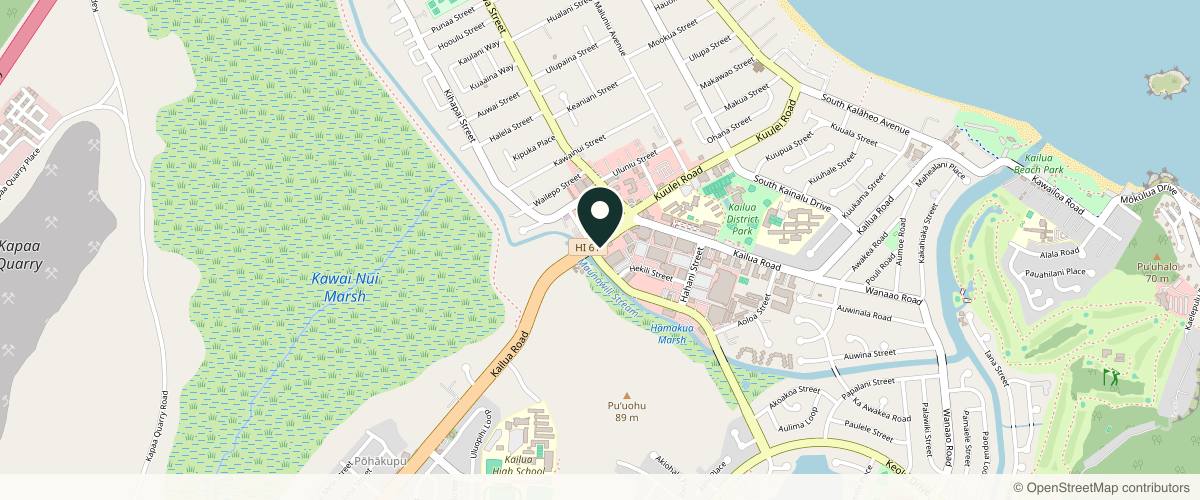 Map showing the exact location of Alohi Med Spa at 767 Kailua Rd Ste 104, Kailua, HI 96734, USA