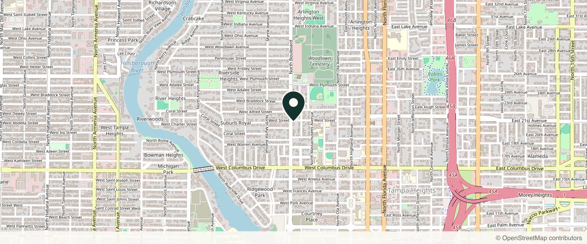 Map showing the exact location of Alonso Aesthetics & Wellness at 2915 N Blvd, Tampa, FL 33602, USA