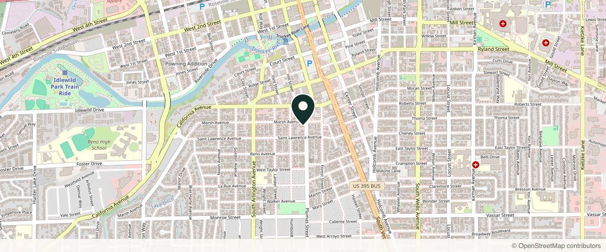 Map showing the exact location of Alpine Aesthetics and Wellness at 204 Marsh Ave Ste 102, Reno, NV 89509, USA