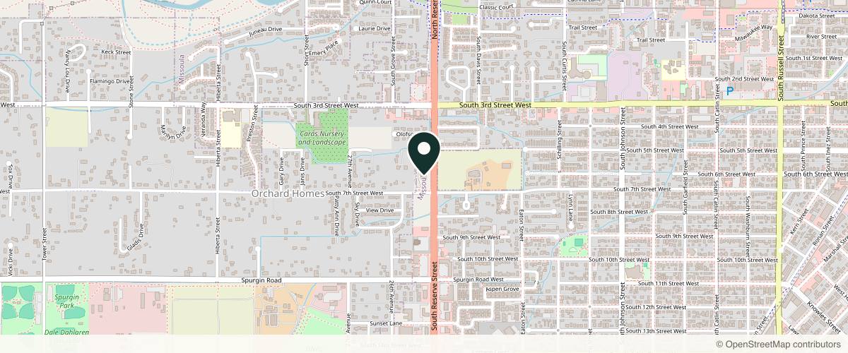 Map showing the exact location of Alpine Oral and Facial Surgery Dental Implant Experts at 805 S Reserve St, Missoula, MT 59801, USA