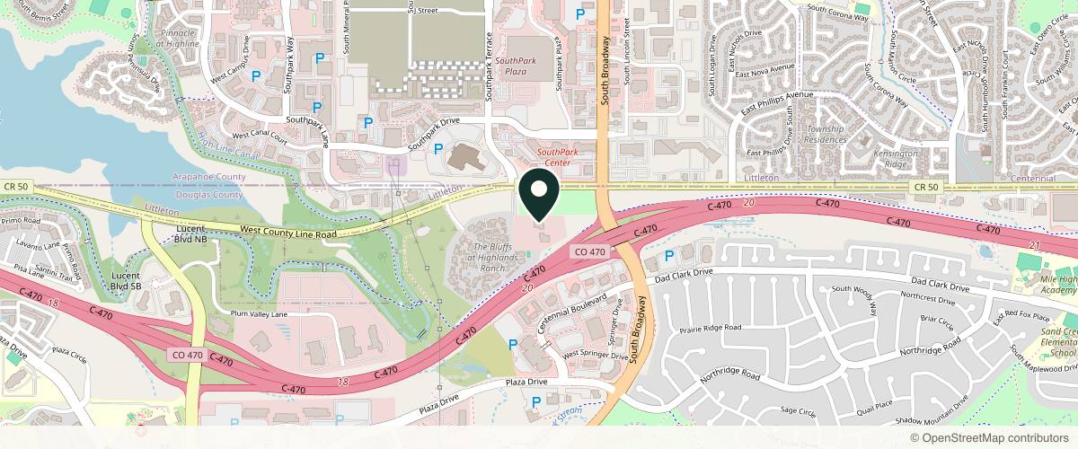 Map showing the exact location of Alta Vista Dermatology at 206 W County Line Rd Ste 340, Highlands Ranch, CO 80129, USA