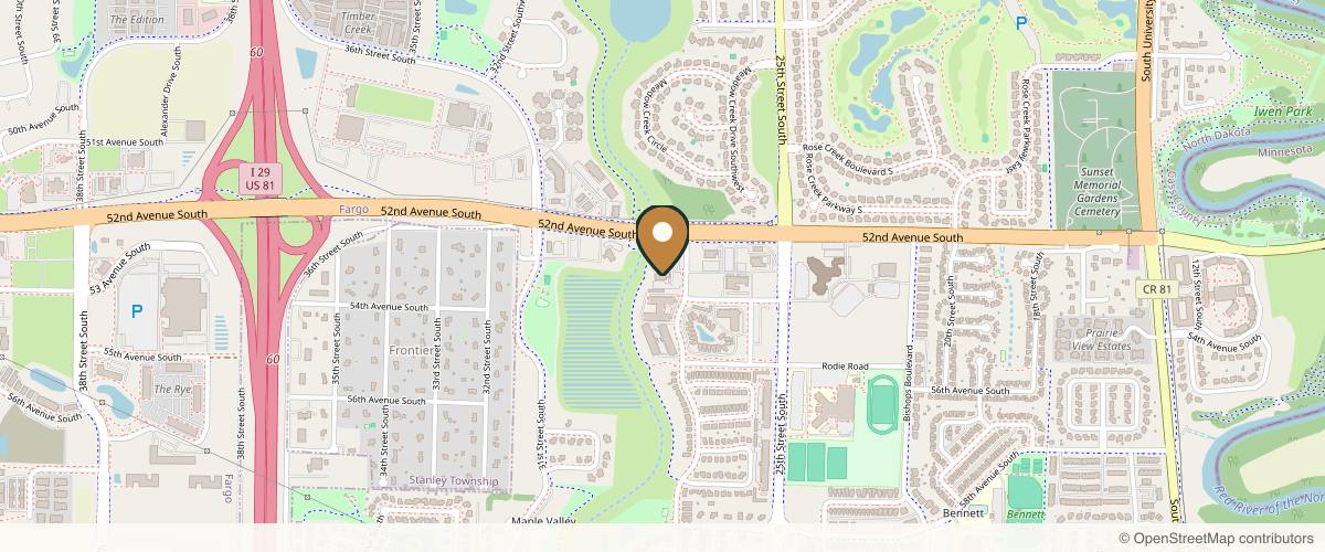 Map showing the exact location of ALTAIRE CLINIC at 5257 27th St S Ste 201, Fargo, ND 58104, USA