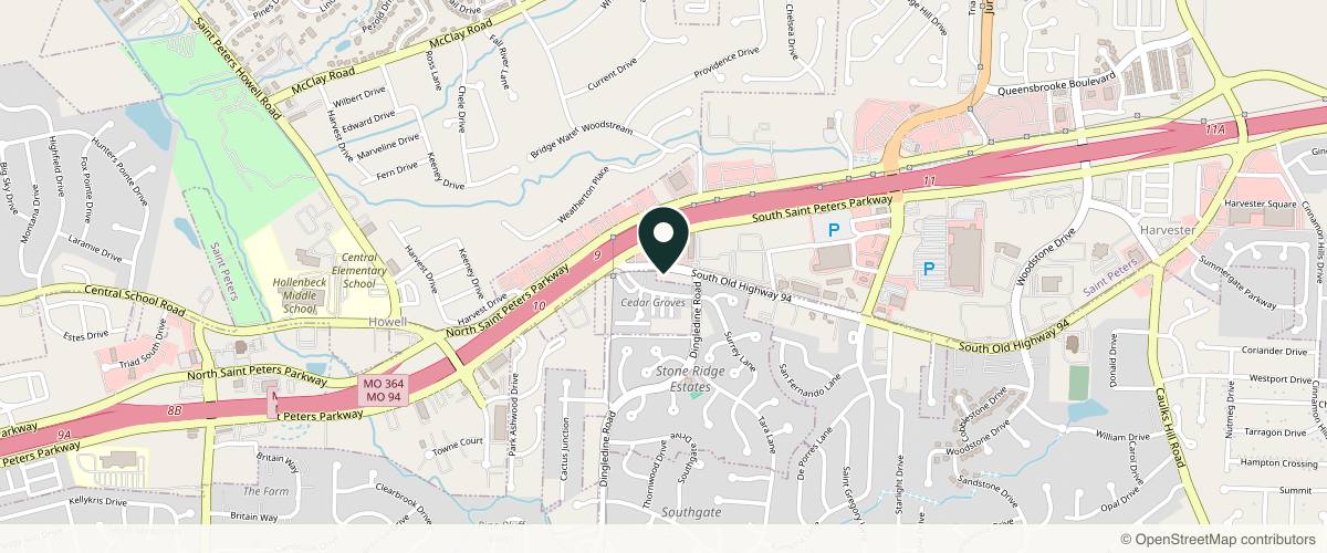 Map showing the exact location of Altered Ego Aesthetics at 4106 Old Hwy 94 S Suite A, St Peters, MO 63304, USA