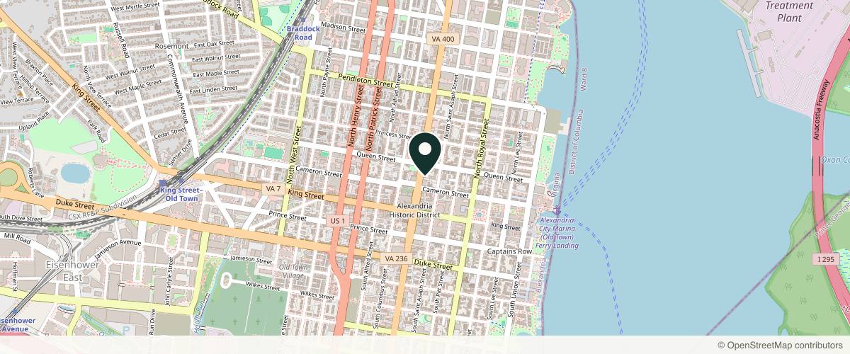 Map showing the exact location of Alternative Health Associates at 215 N Washington St, Alexandria, VA 22314, USA