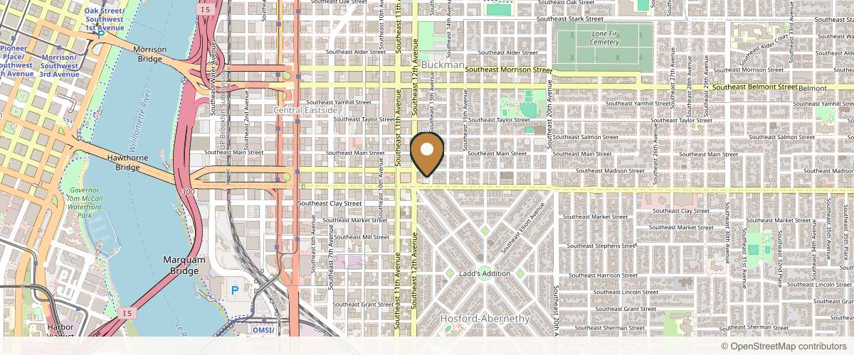 Map showing the exact location of Aluma Aesthetic Medicine at 1421 SE 13th Ave, Portland, OR 97214, USA