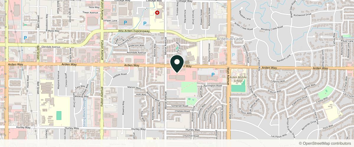 Map showing the exact location of Aluna Esthetics at 3160 Arden Wy Ste 106, Sacramento, CA 95825, USA