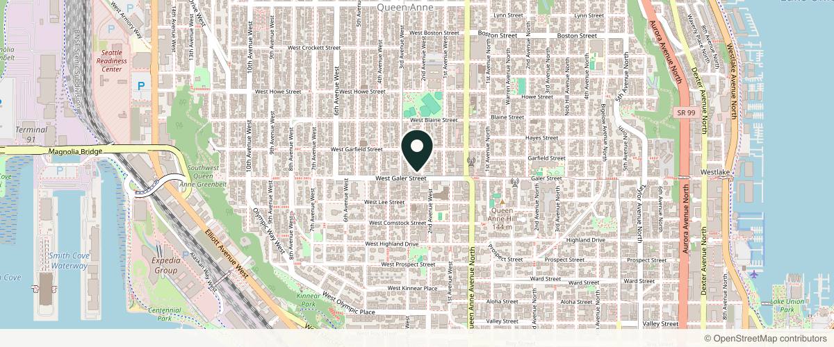Map showing the exact location of Amadi Aesthetics Plastic Surgery at 1503 2nd Ave W, Seattle, WA 98119, USA
