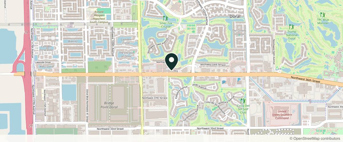 Map showing the exact location of Amado Clinic at 10363 NW 41st St, Doral, FL 33178, USA