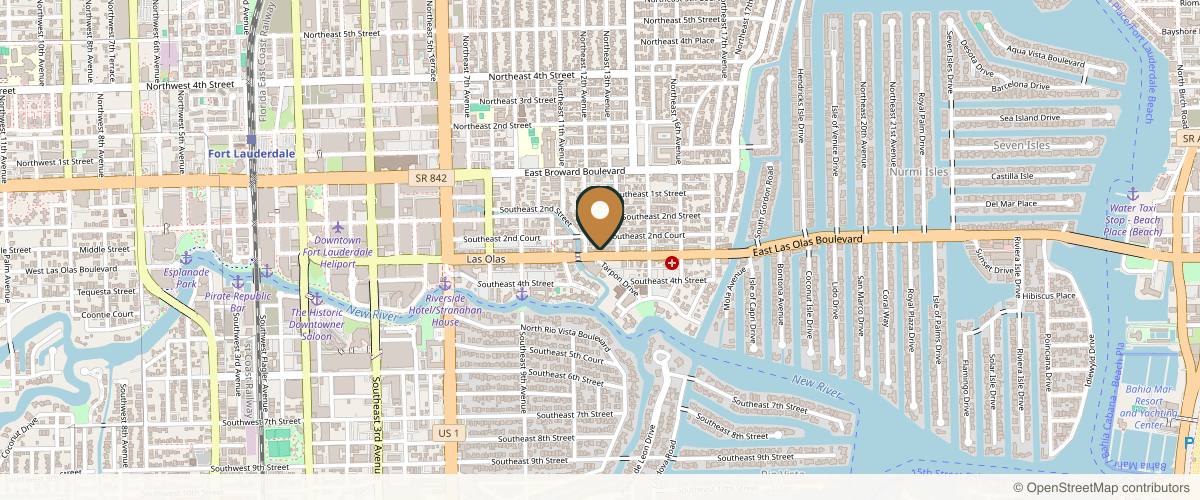 Map showing the exact location of Amaira Med Spa & Surgical at 1213 E Las Olas Blvd, Fort Lauderdale, FL 33301, USA