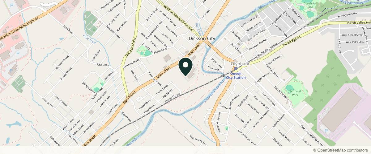 Map showing the exact location of Amanda Aesthetics at Valley Integrated Wellness, 1550 Main St #1, Dickson City, PA 18447, USA