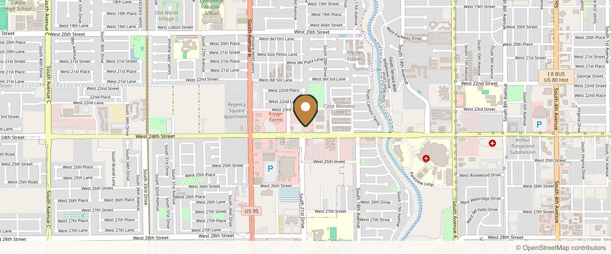 Map showing the exact location of Amara Rejuve Medical Spa & Laser at 2144 W 24th St Ste 2, Yuma, AZ 85364, USA