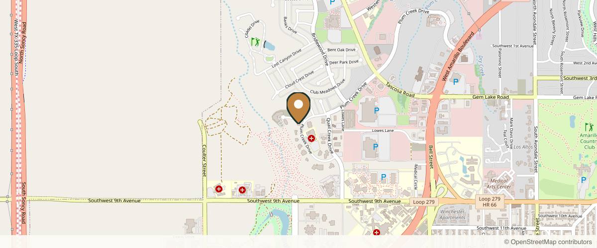 Map showing the exact location of Amarillo Laser & Vein Clinic at 6810 Plum Creek Dr, Amarillo, TX 79124, USA