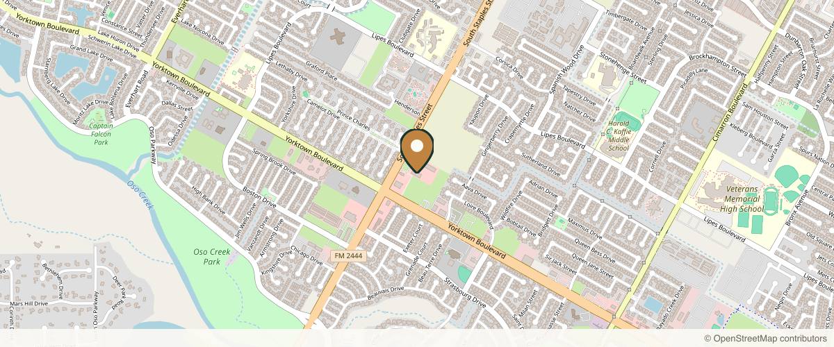 Map showing the exact location of American Laser Med Spa - Corpus Christi at 7426 S Staples St Suite #103, Corpus Christi, TX 78413, USA