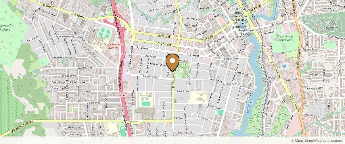 Map showing the exact location of AMP Skin + Wellness at 553 Jefferson St, Napa, CA 94559, USA