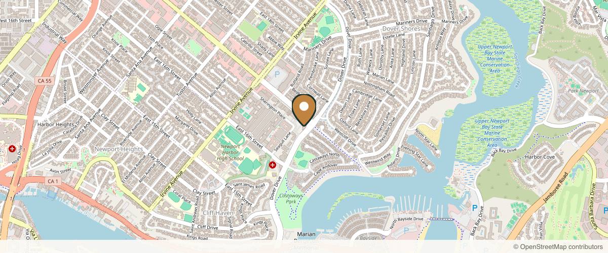 Map showing the exact location of Amy Berisha Aesthetics Med Spa at 1501 Westcliff Dr #230, Newport Beach, CA 92660, USA