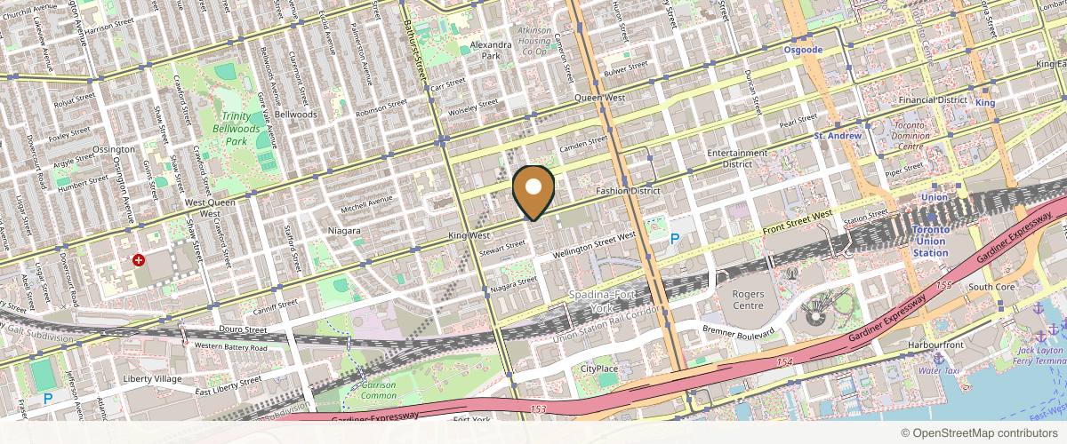Map showing the exact location of ANAesthetics at 571 King St W, Toronto, ON M5V 1M1, Canada
