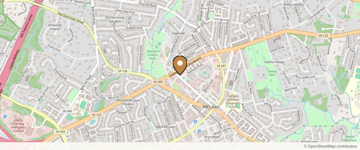 Map showing the exact location of Anastasia Medical Aesthetics at 6888 Elm St Ste 302, McLean, VA 22101, USA