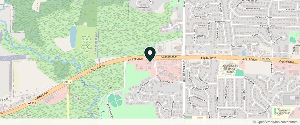 Map showing the exact location of Anew Skin & Wellness LLC at 19265 W Capitol Dr #100, Brookfield, WI 53045, USA