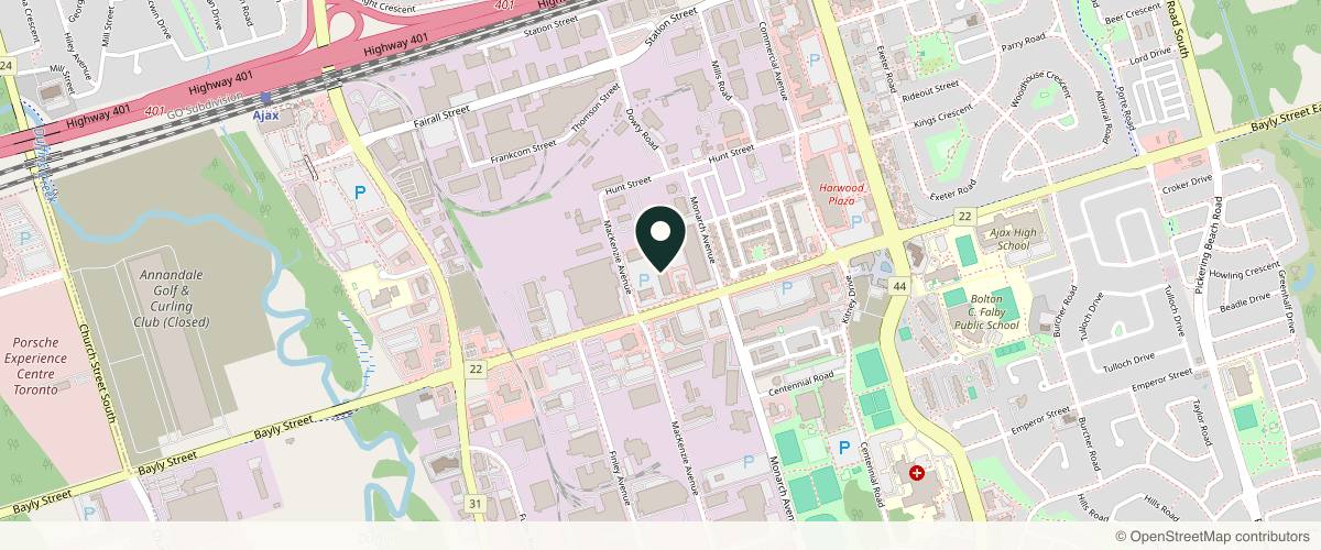 Map showing the exact location of Angel Aesthetics & Spa at 250 Bayly St W, Ajax, ON L1S 3V4, Canada