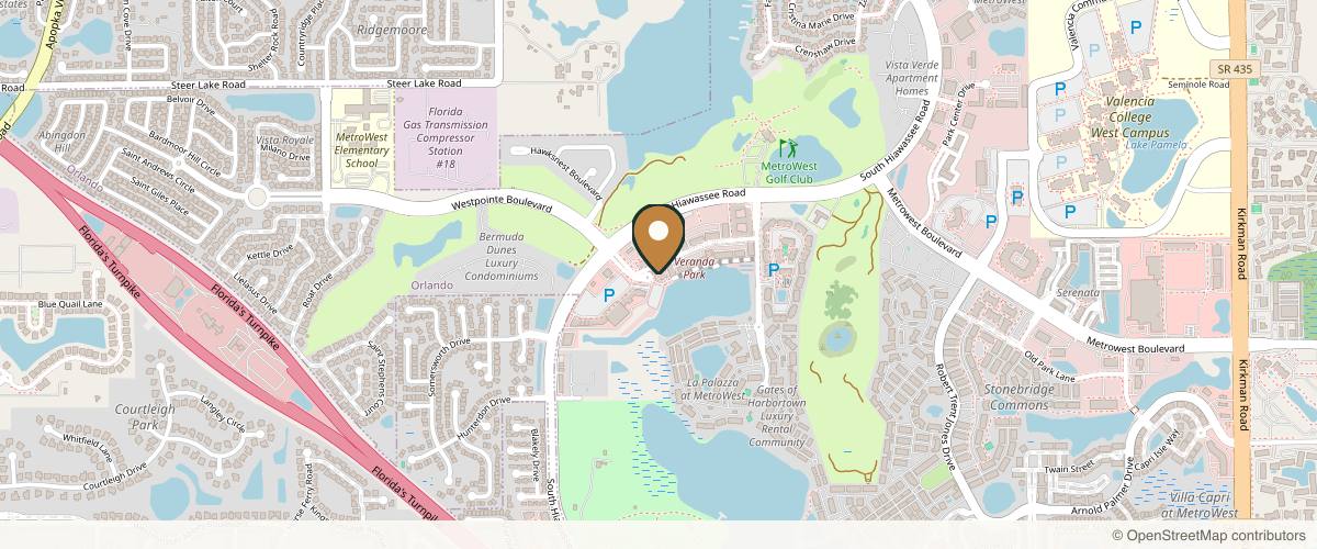 Map showing the exact location of Angel Aesthetics Med Spa at 6996 Piazza Grande Ave Ste 1, Orlando, FL 32835, USA