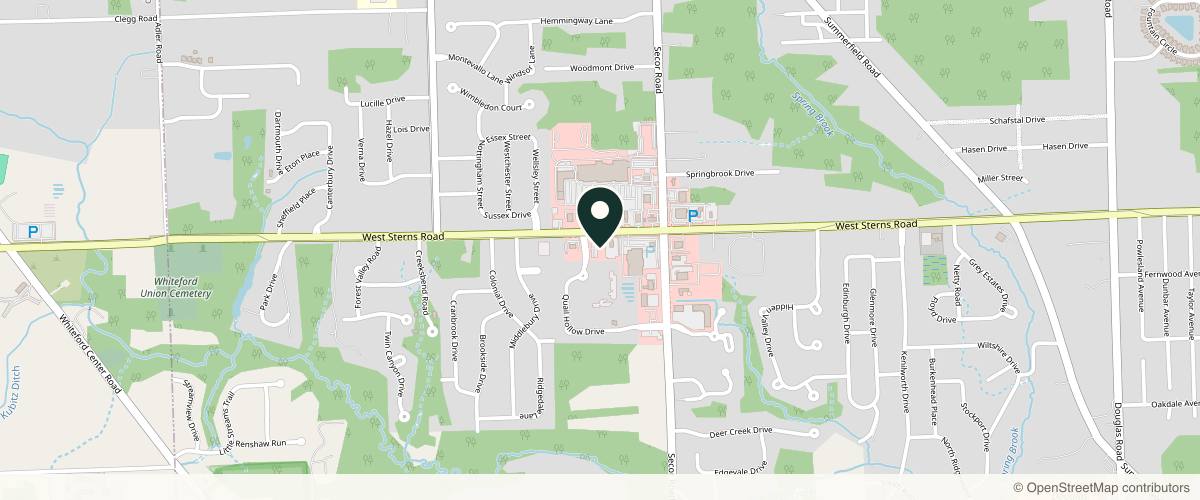 Map showing the exact location of Angie Scott Skin Health at 3409 W Sterns Rd, Lambertville, MI 48144, USA