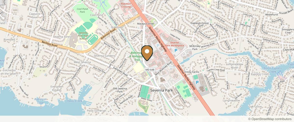 Map showing the exact location of Annapolis Aesthetics at 537-B Baltimore Annapolis Blvd, Severna Park, MD 21146, USA