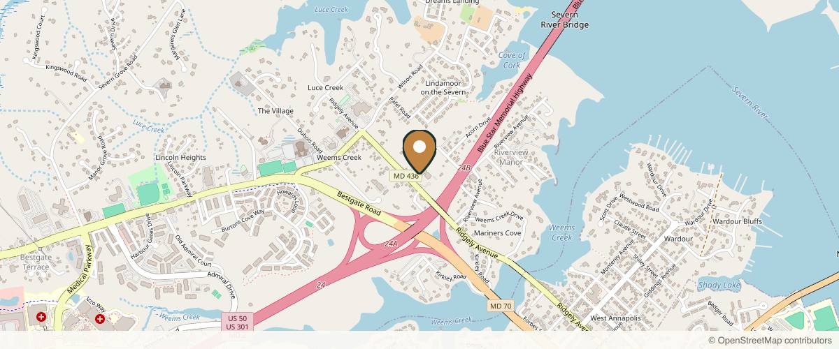 Map showing the exact location of Anne Arundel ENT & Facial Plastic Surgery Annapolis at 600 Ridgely Ave #110, Annapolis, MD 21401, USA