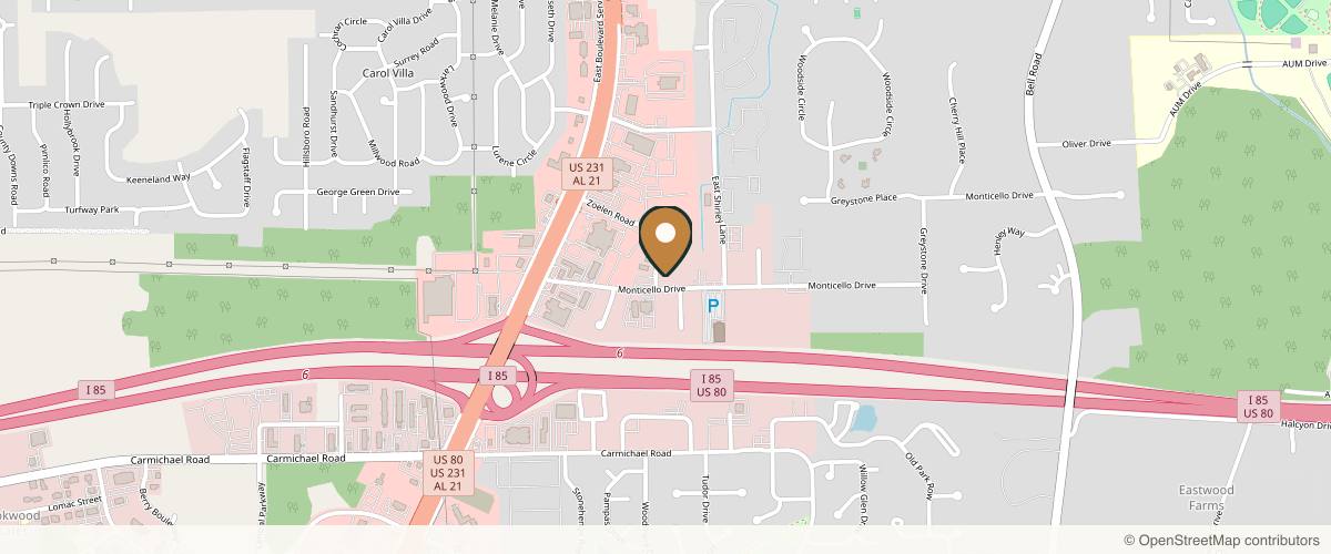 Map showing the exact location of Antrice Aesthetics at 5941 Monticello Dr, Montgomery, AL 36117, USA