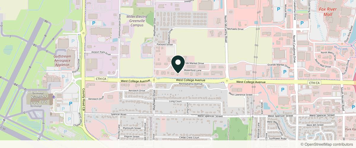 Map showing the exact location of Appleton Plastic Surgery Center at 5605 W Waterford Ln, Appleton, WI 54913, USA