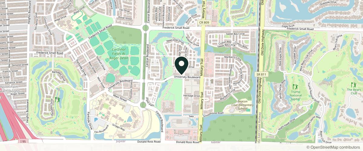 Map showing the exact location of Aqua Plastic Surgery - Jupiter at 641 University Blvd #103, Jupiter, FL 33458, USA